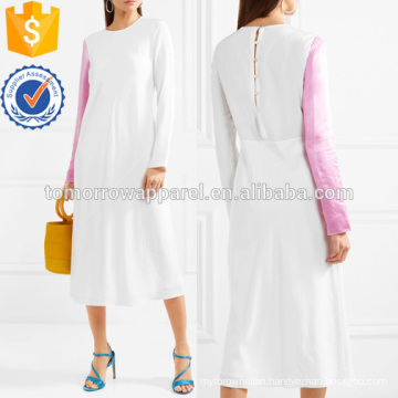 Two-tone Silk-satin and Crepe Midi Dress Manufacture Wholesale Fashion Women Apparel (TA3062D)